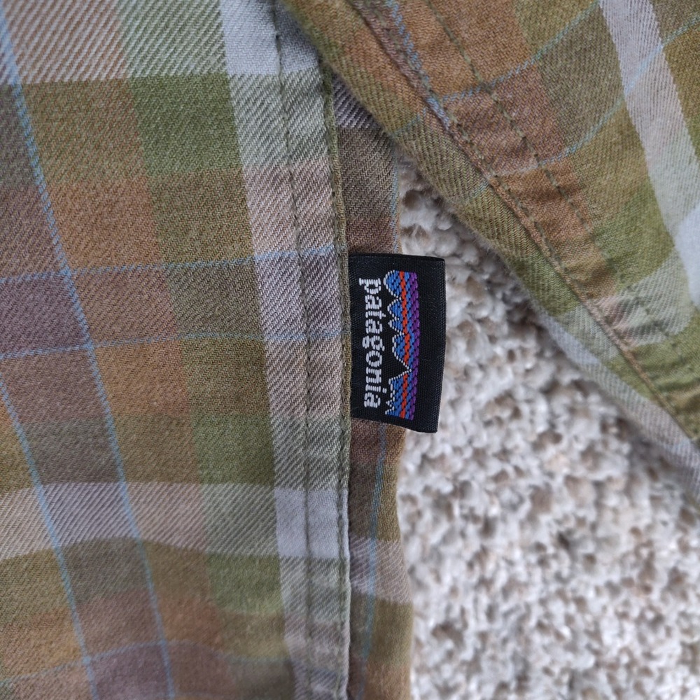 Patagonia Fjord Lightweight Flannel Shirt Mens Large Green Plaid Long Sleeve - Picture 5 of 15